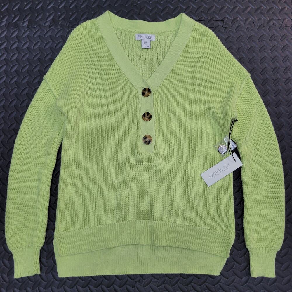 NWT Rachel Zoe Sweater Small Coastal Grandma Crochet Knit Button Front Grandpa